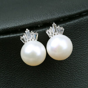 【送料無料】ジュエリー・アクセサリー イヤリングパールホワイトシルバーマッシブクラウンorecchini perle coltivazione bianco argento massive 925 corona 10mm tz2 a07｜hokushin