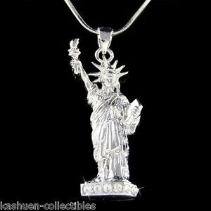 【貨物輸送無料】宝飾品・添え物 スワロフスキークリスタルニューヨークネックレスstatua della liberta インチ swarovski cristallo  york nyc souvenir collana nuova