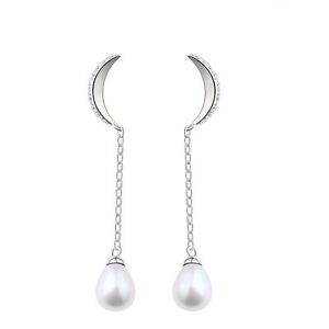 【送料無料】ジュエリー・アクセサリー イヤリングスサイスムーンソリッドシルバーパールホワイトorecchini falce luna argento massiccio 925 cz perle coltivazione bianco cy1|hokushin