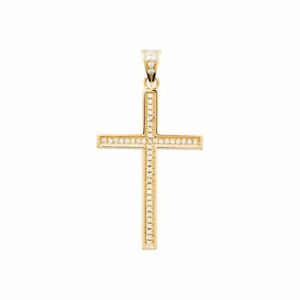 【送料無料】ジュエリー・アクセサリー ペンデンティフアンプラケクロワパヴェアンジルコニウムブランpendentif en plaque or croix pave en zirconium blanc