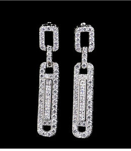 【送料無料】ジュエリー・アクセサリー イヤリングクリップゴールドメッキorecchini clip on due rettangolo sottile brillante matrimonio placcato oro cz g5