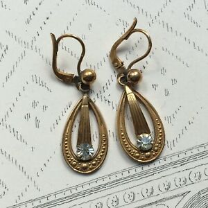 【送料無料】ジュエリー・アクセサリー アンティークゴールドメッキイヤリングラインストーンantiche orecchini placcato oro e strass 1900|hokushin