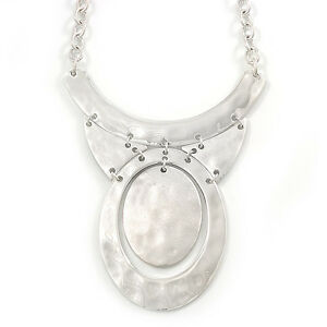 【送料無料】ジュエリー・アクセサリー ポーランドマットシルバートーンハンマーネックレスlucidomatt silver tone strutturale martellato collana 38cm l5cm est10cm|hokushin