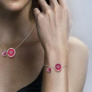 【送料無料】ジュエリー・アクセサリー スワロフスキーピンクディスクネックレスcollana con disco rosa swarovski nuovo