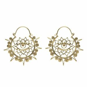 【送料無料】ジュエリー・アクセサリー イヤリングゴールデンブラスサークルチャクラロトマンダラ81stgeneration orecchini ottone dorato cerchio chakra loto terzo occhio mandala