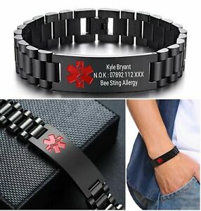 【送料無料】ジュエリー・アクセサリー カスタムカスタムステンレススチールブレスレットpersonalizzata incisione personalizzata braccialetti medici in acciaio inox nome id 15,606円