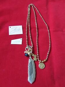 【送料無料】ジュエリー・アクセサリー ビジューロングネックレスフェザーペンダントブランドラベルbibi bijoux lunga collana con ciondolo piumanuovissimo con etichetta