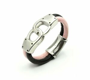 【送料無料】ジュエリー・アクセサリー デザインレザーカスタマイズスチールブレスレットdesign manette in pelle amp; bracciale in acciaio personalizzabile