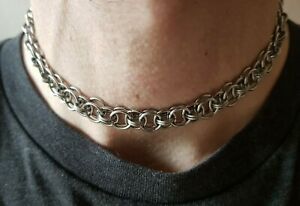 【送料無料】ジュエリー・アクセサリー ステンレスメッシュネックレスカスタムフィットacciaio inossidabile helm intreccio collana cotta di maglia 14 calzata personalizzata disponibile