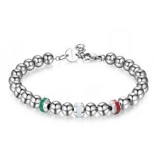 【送料無料】ジュエリー・アクセサリー ブロスウェイブレスレットスチールbrosway, bracciale dice uomo, in acciaio con sfere e tricolore bltd04 nuovo
