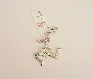 【送料無料】ジュエリー・アクセサリー シチリアホワイトシルバージルコントリナクリアペンダントsicily ciondolo trinacria grande in argento bianco e zirconi