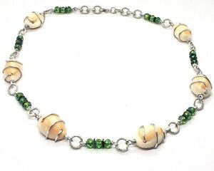 【送料無料】ジュエリー・アクセサリー ヘマタイトシェルクリスタルアルミネックレスcollana il alluminio lunga 48 centimetri con conchiglie ematite e cristalli
