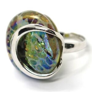 【送料無料】ジュエリー・アクセサリー ムリーナリングムラーノガラスanello antica murrina, vetro di murano, disco bombato, giallo verde blu