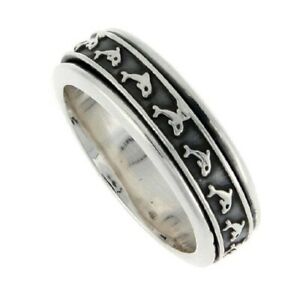 【送料無料】ジュエリー・アクセサリー モチーフスピナーリングシルバースターリングドルフィンartigianale argento sterling delfino con motivo centrale spinner anello