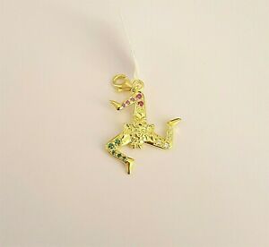 【送料無料】ジュエリー・アクセサリー シチリアジルコントリナクリアペンダントsicily ciondolo trinacria grande in argento dorato e zirconi