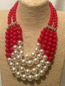 【送料無料】ジュエリー・アクセサリー ビーズウェディングパールネックレスビーズdichiarazione grosso lungo grande large rossa perline con perline finta collana di perle matrimonio
