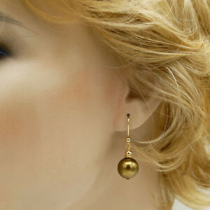 【送料無料】ジュエリー・アクセサリー イヤリングブロンズブラウンパーシモンintensamente 12mm sc perle orecchini bronzo marrone cachi ygf 14k oro 585