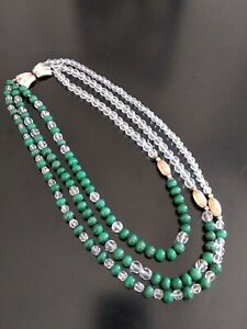 【送料無料】ジュエリー・アクセサリー ロッククリスタルマラカイトネックレスcollana realizzata in cristallo di rocca e malachite