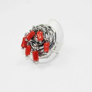 【送料無料】ジュエリー・アクセサリー コーラルシルバーリングanello in argento corallo