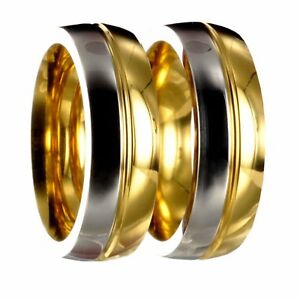 【送料無料】ジュエリー・アクセサリー ステンレススチールツートンシルバーゴールドリング2 in acciaio inox bicolori argentooro fedi vere fedi nuziali incisione 20176