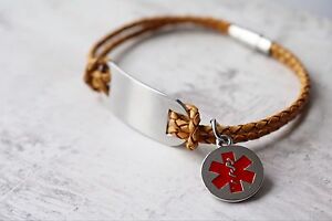 【送料無料】ジュエリー・アクセサリー アラートスキンブレスレットメッセージvita risparmio medical alert sos grande id bar pelle bracciale ogni messaggio