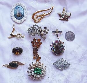 【送料無料】ジュエリー・アクセサリー ヴィンテージブローチ*exquisite vintage whole costume brooches 20th century 12 [e] mixed subjects｜hokushin