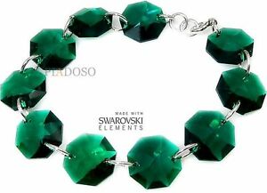 【送料無料】ジュエリー・アクセサリー スワロフスキークリスタルエメラルドスターリングシルバーブレスレットswarovski crystal emerald bracciale argento sterling certificato