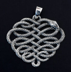 【送料無料】ジュエリー・アクセサリー チベットペンダントウロボロスヘビシルバーノットciondolo tibetano ouroboros serpente intrecciato nodo argento 925 8g 25404 k29
