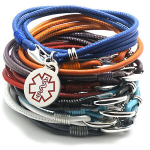 【送料無料】ジュエリー・アクセサリー デザインアラートレザーブレスレットナッパdesign qualita medical alert braccialetto in pelle per lei 12 colori nappa