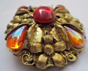 【送料無料】ジュエリー・アクセサリー ブロッシュアンシエンヌクーラーロドニテクリノフマイトヴィンテージビジューbroche ancienne couleur or gemme rhodonite clinohumite rare bijou vintage 3213