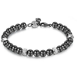【送料無料】ジュエリー・アクセサリー ブラザーズウェイブレスレットボールスチールbrosway, bracciale dice uomo, in acciaio con sfere nere bie14 nuovo