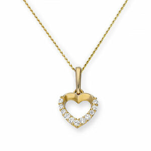 【送料無料】ジュエリー・アクセサリー ゴールドカンセラークリスタルカットハートネックレスネックレスreal 375 9ct gold amp; cancella cz cristallo tagliato cuore collana collana