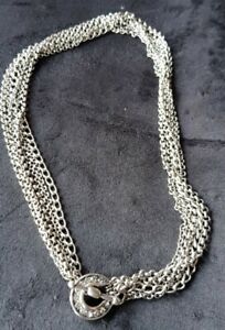 【送料無料】ジュエリー・アクセサリー マイルシルバーマルチストランドクリスタルネックレスクロージャーアットバーmiglio brunita argento multi strand collana cristallo dettaglio chiusura a tbar