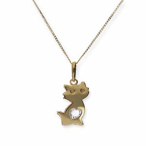 【送料無料】ジュエリー・アクセサリー ゴールドクリスタルキャットネックレスインチreal 375 9ct gold amp; cancella cz cristallo gatto collana 16  20 pollici kitten