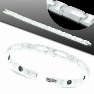 【送料無料】ジュエリー・アクセサリー ホワイトセラミックマグネットマンブレスレットbracciale uomo magnetico ceramica bianca