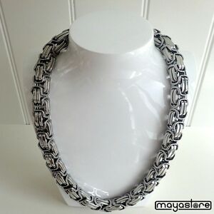 【送料無料】ジュエリー・アクセサリー ビザンチンチェーンチェーンマッシブステンレススチールシルバーネックレス85cm x 14mm bizantini re catena catena massiccia acciaio inox collana argento nuovo