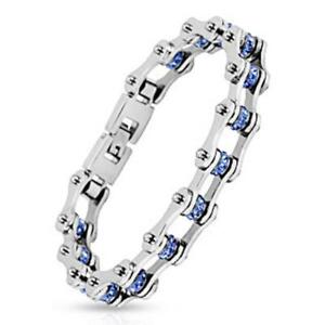 【貨物輸送無料】宝飾品・佩び物 シルバーステンレスブレスレットチェーンモトbracciale argento インチ acciaio inox catena moto blu lunghezza インチ 粍 225