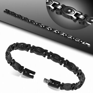 【送料無料】ジュエリー・アクセサリー ブラックセラミックマグネットマンブレスレットbracciale uomo magnetico ceramica nero