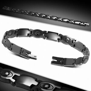 【送料無料】ジュエリー・アクセサリー ブラックセラミックメンズマグネティックブレスレットbraccialetto magnetico uomo in ceramica nero