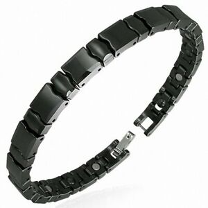 【送料無料】ジュエリー・アクセサリー ブラックセラミックマンマグネティックブレスレットbraccialetto magnetico uomo ceramica nero
