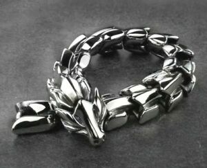 【送料無料】ジュエリー・アクセサリー ドラゴンヴェルターブラシルバーブレスレットデザイナーブレスレットda donna designer braccialetti per donna drago verterbra argento bracciale 22cm uk