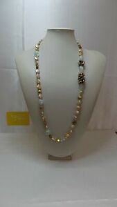 【送料無料】ジュエリー・アクセサリー ネックレススチールベージュcollana lunga, donna,perle,artigianale,acciaio,beige,verde,cristalli
