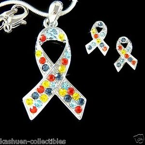 【送料無料】ジュエリー・アクセサリー アスペルガーテープ?スワロフスキーイヤリングネックレスautismo asperger sensibilizzazione nastro ~ in swarovski orecchini, collana