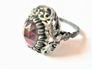 【送料無料】ジュエリー・アクセサリー シルバーリングガーネットantico anello argento 830 con granato, 5,89 g