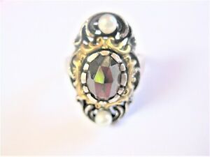 【送料無料】ジュエリー・アクセサリー ガーネットパールシルバーリングantico anello argento 835 con granato e perle, 6,98 g