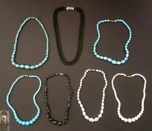 【送料無料】ジュエリー・アクセサリー ネックレスセンチパールチェーンジュエリーcome nuovo 7 collane porcellana 42  44 cm perle catena 50er anni bigiotteria