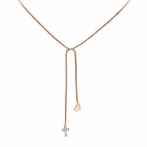 【送料無料】ジュエリー・アクセサリー シルバーロゼネックレスペンダントペンダントハートクロスcollana amen cabr2 in argento 925 rosato con ciondoli pendenti cuore e croce