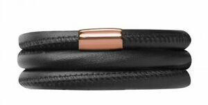 【送料無料】ジュエリー・アクセサリー エンドレスレザーブレスレットステンレススチールゴールデンローズブラックendless bracciale in pelle acciaio inox rosato dorato 60cm nero 1270160