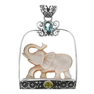 【送料無料】ジュエリー・アクセサリー ペリドストピウススターリングシルバーペンダント2  elefante madreperla peridoto topazio 925 pendente argento sterling