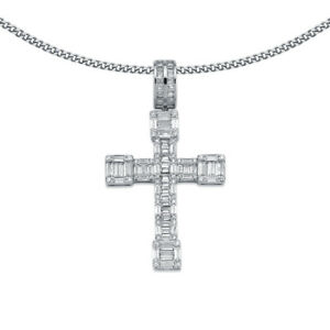 【送料無料】ジュエリー・アクセサリー ジュエルコロンドンアルジェントクアッドレッタートネックレスクロスペンダントjewelco london argento cz art deco quadrettato collana con pendente a croce 51mm 18